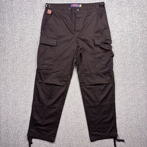 Empyre Mens Cargo Pants Brown Relaxed Wide Leg Baggy Skater Sz 30